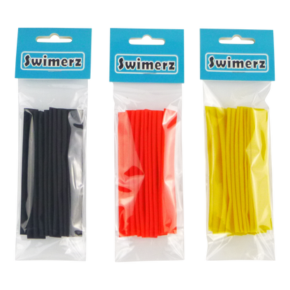 Swimerz Assist Hook Sleeves, 8/10mm Shrink Tube, Black, Yellow & Red, 100mm. Qty 30. V658-93MC000400002