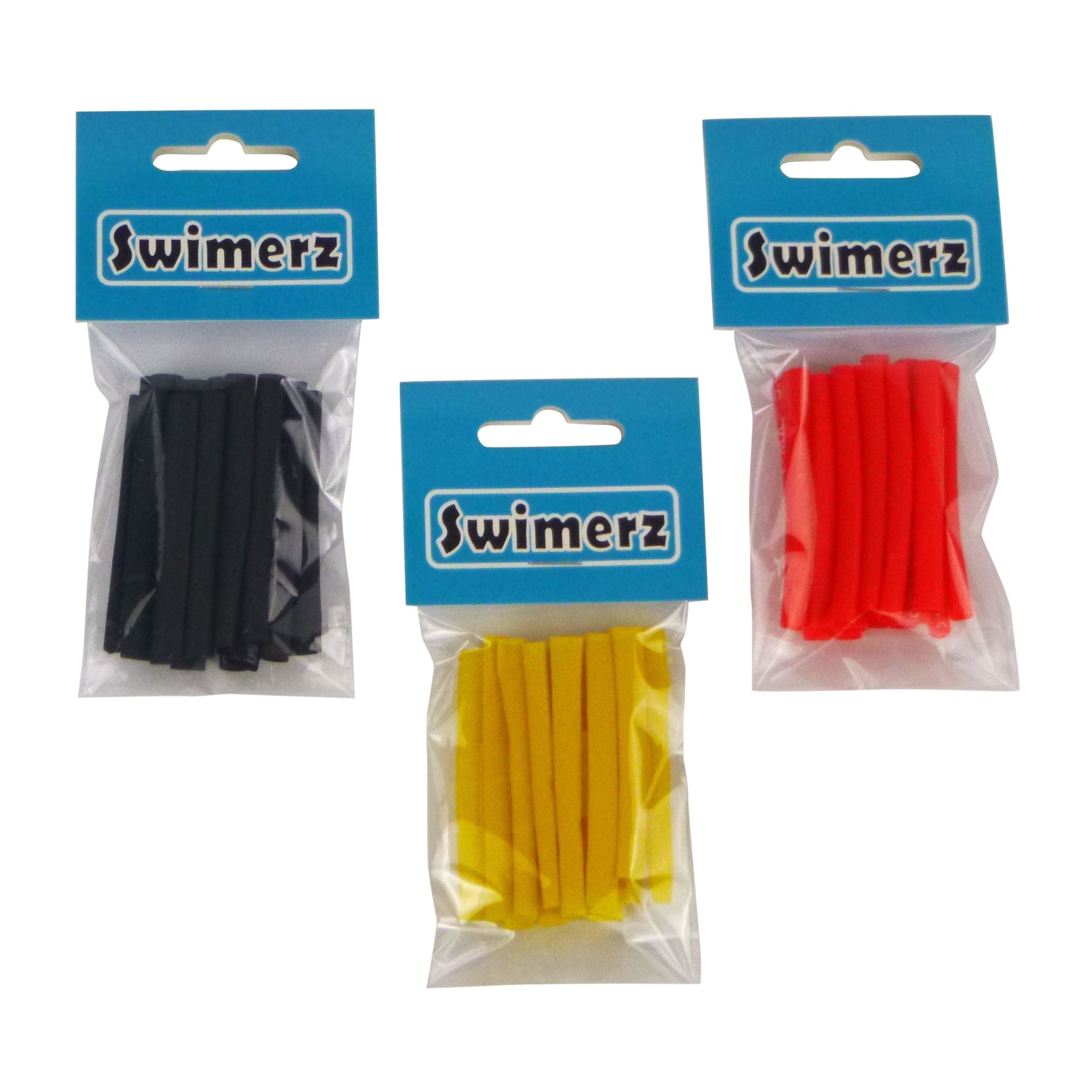 Swimerz Assist Hook Sleeves, 4mm Shrink Tube, Black, Yellow & Red, 50mm. Qty 45. V658-93MC000400004