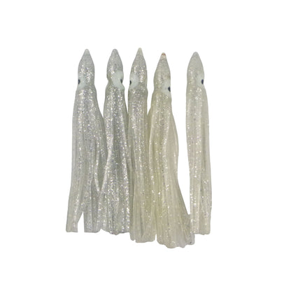 Swimerz Octopus Skirts 100mm Silver Glitter, 5 pack V658-93MC000437006