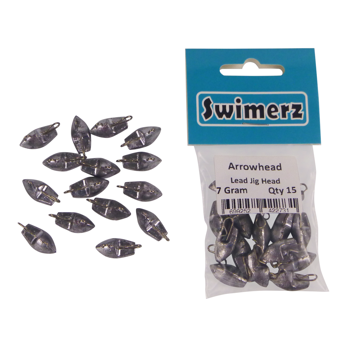 Swimerz 7gm Arrowhead Jig Head, 1/4oz, Lead, 15 pack V658-93MC000471001