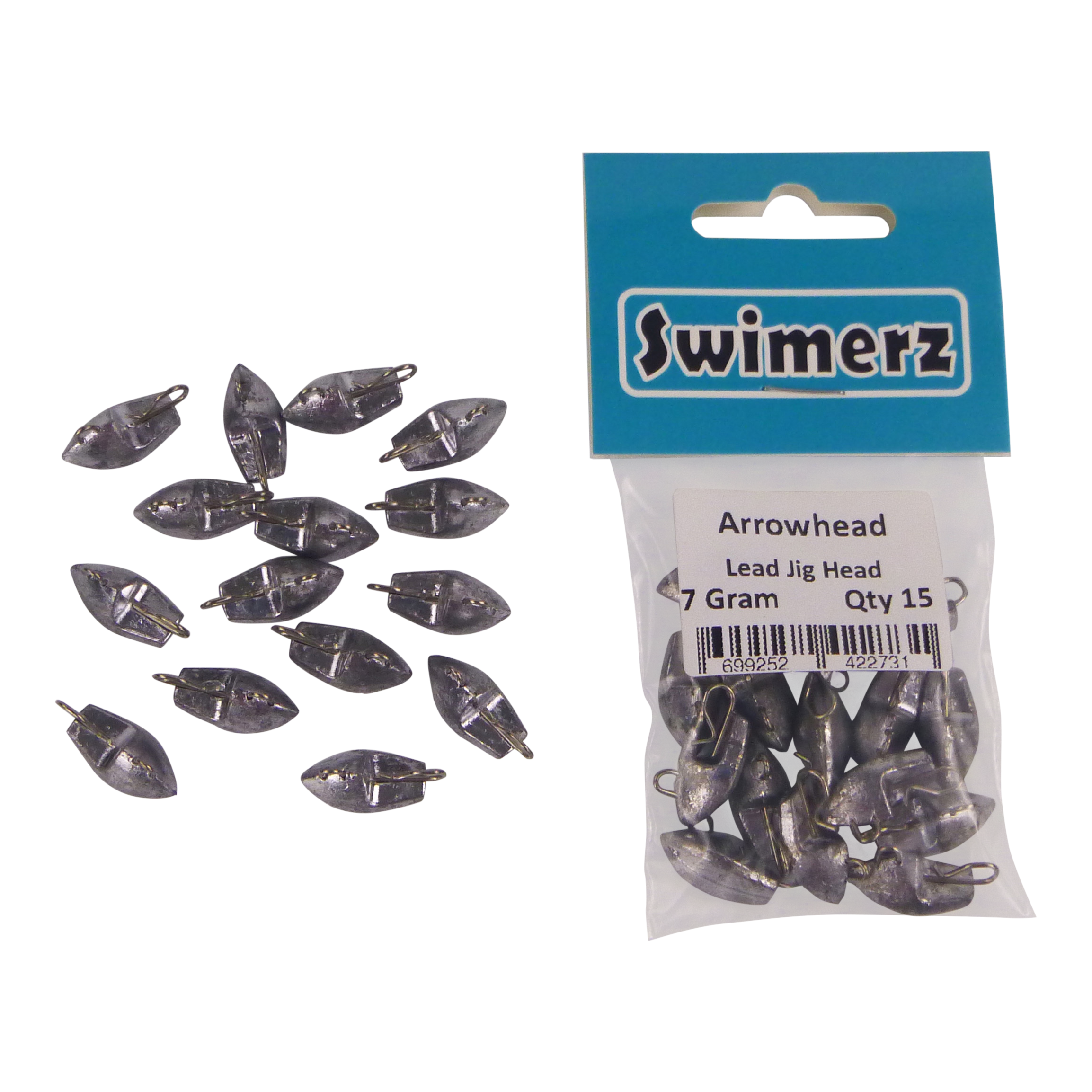 Swimerz 7gm Arrowhead Jig Head, 1/4oz, Lead, 15 pack V658-93MC000471001