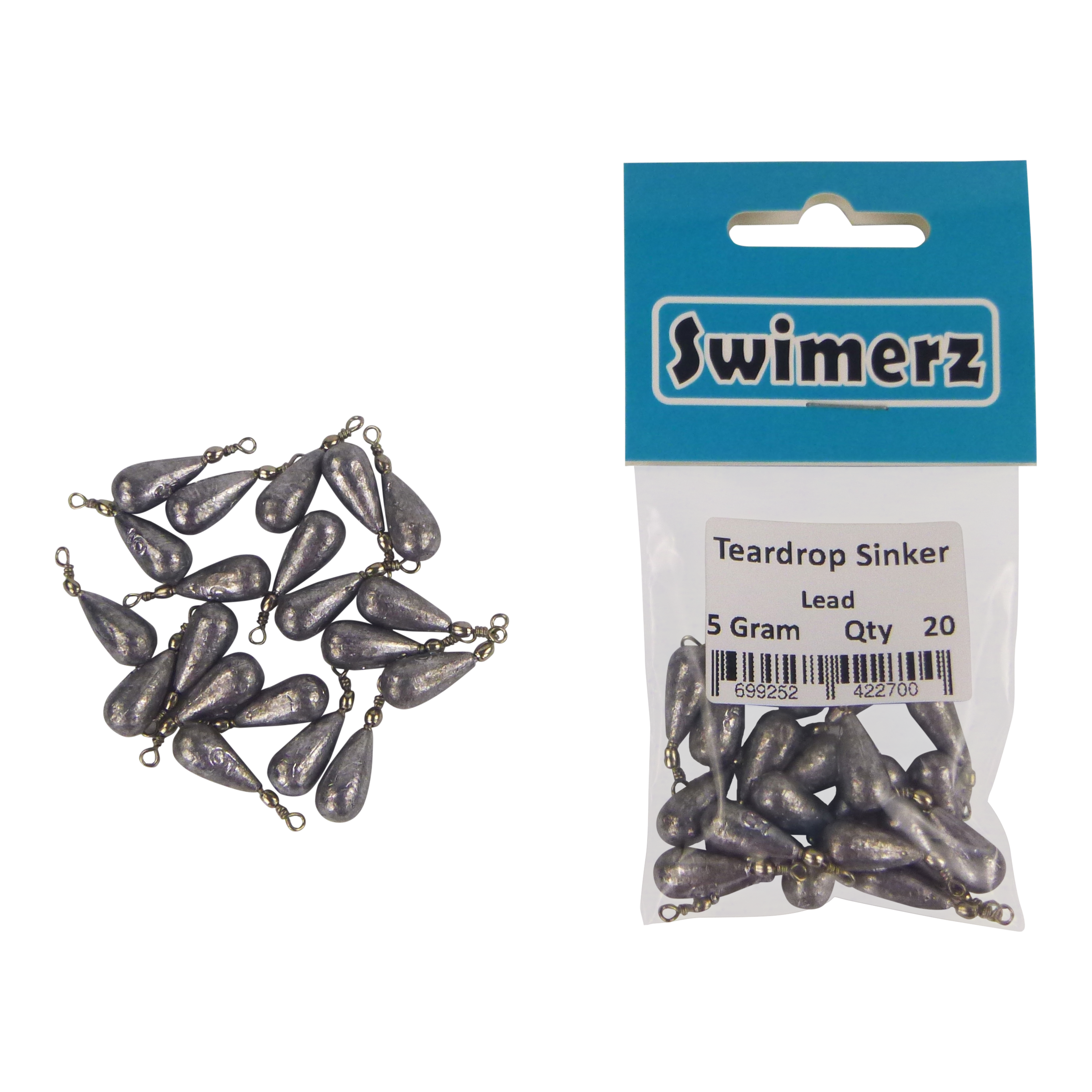 Swimerz 5gm Teardrop Sinker, Lead, 20 pack V658-93MC000472001