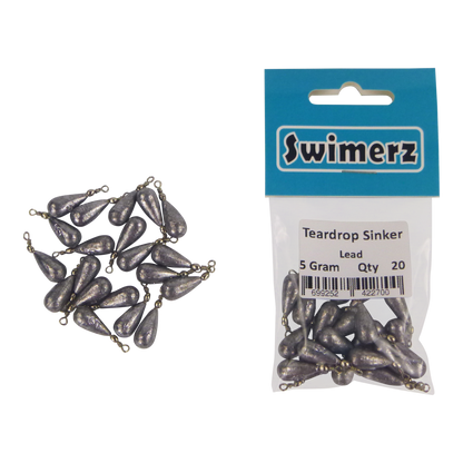 Swimerz 5gm Teardrop Sinker, Lead, 20 pack V658-93MC000472001