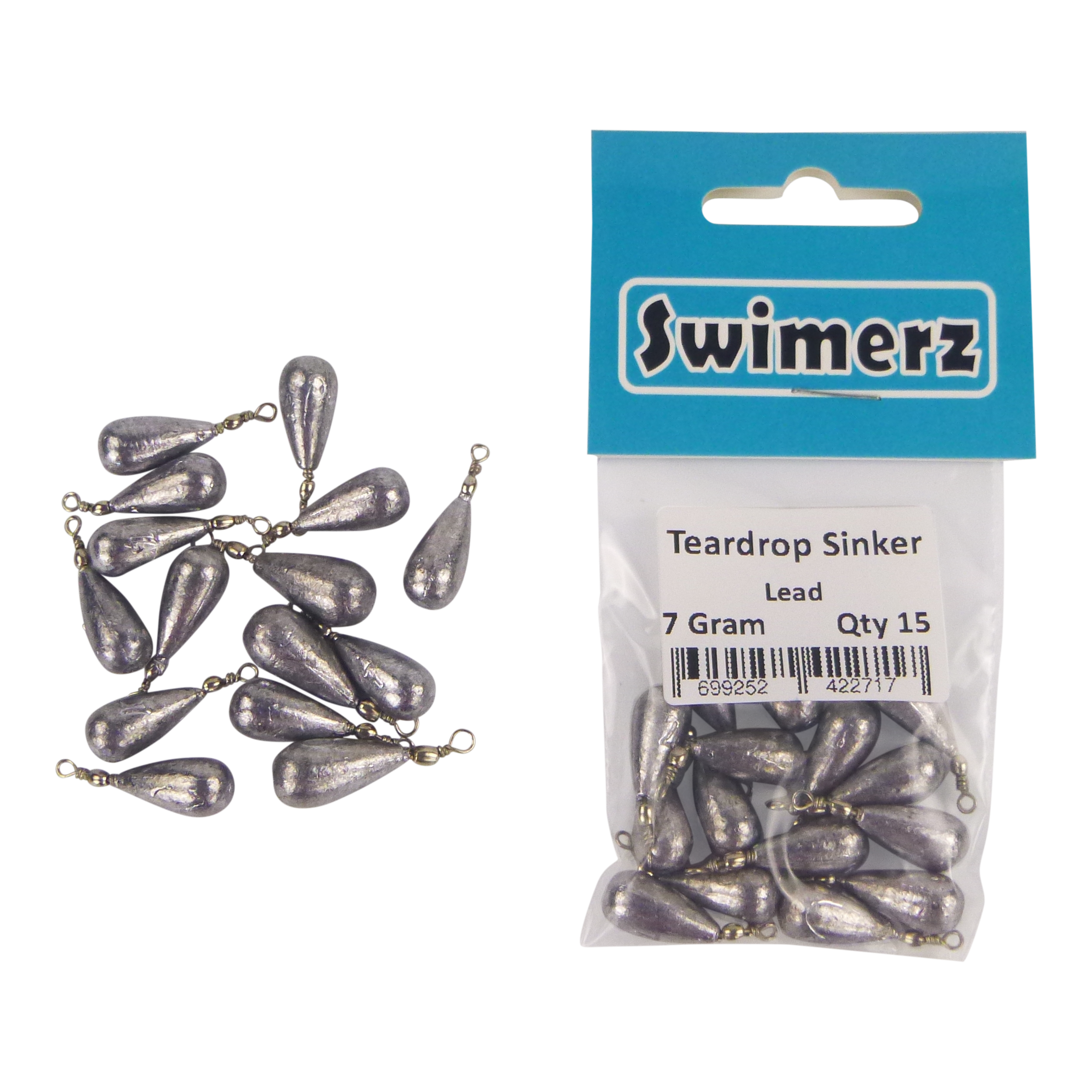 Swimerz 7gm Teardrop Sinker, Lead, 15 pack V658-93MC000472002