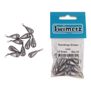 Swimerz 10gm Teardrop Sinker, Lead, 10 pack V658-93MC000472003