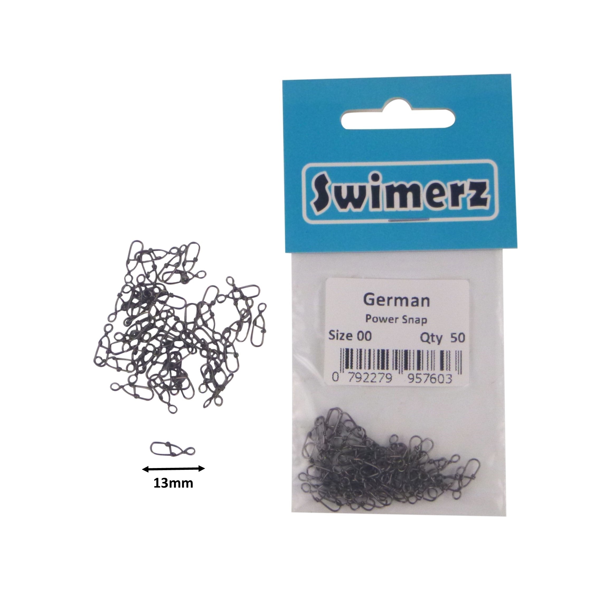Swimerz German Power Snap, Closed Eye, size 00, 50 pack V658-93MC000490610
