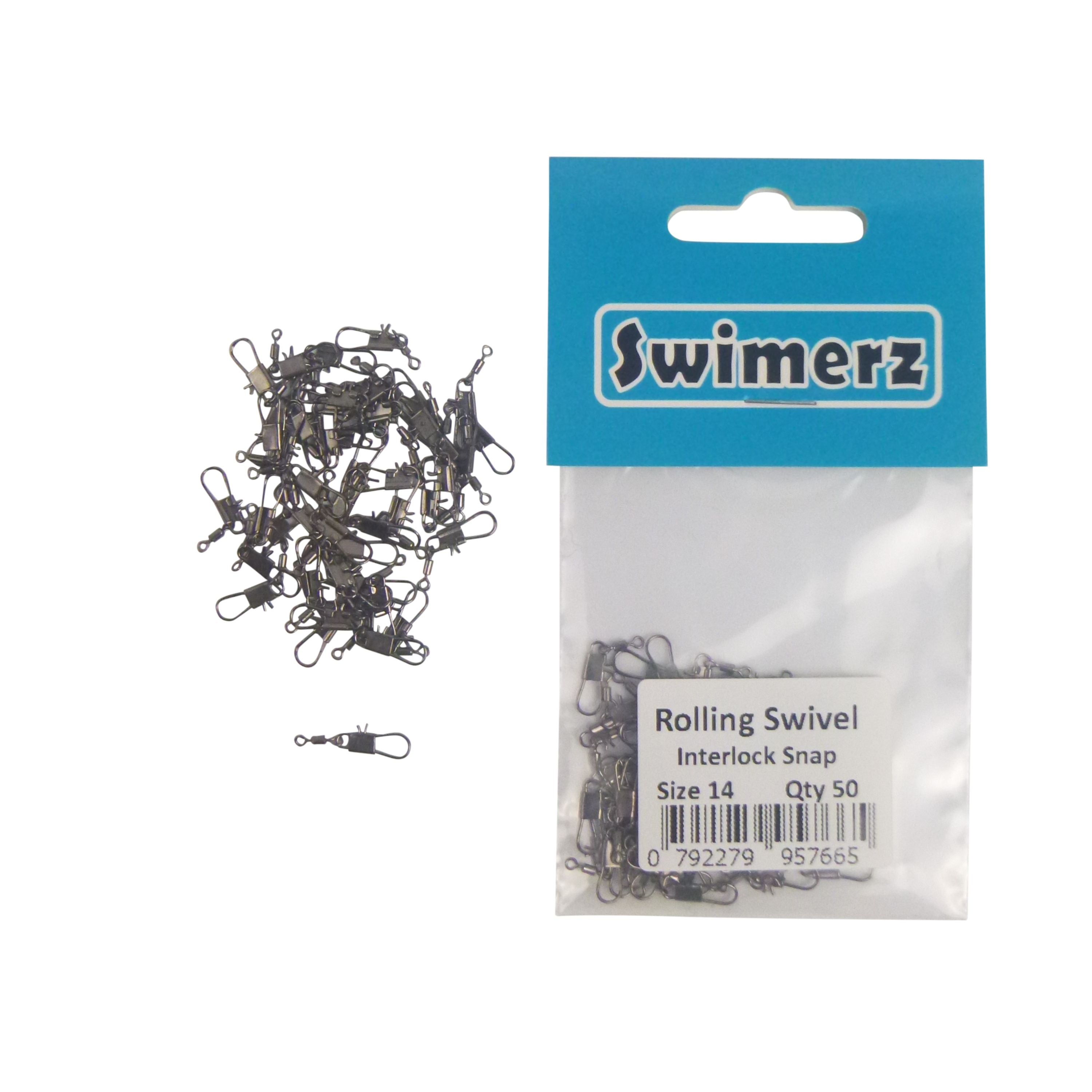 Swimerz Rolling Swivel w Interlock Snap, Size 14, 50 pack V658-93MC000490710