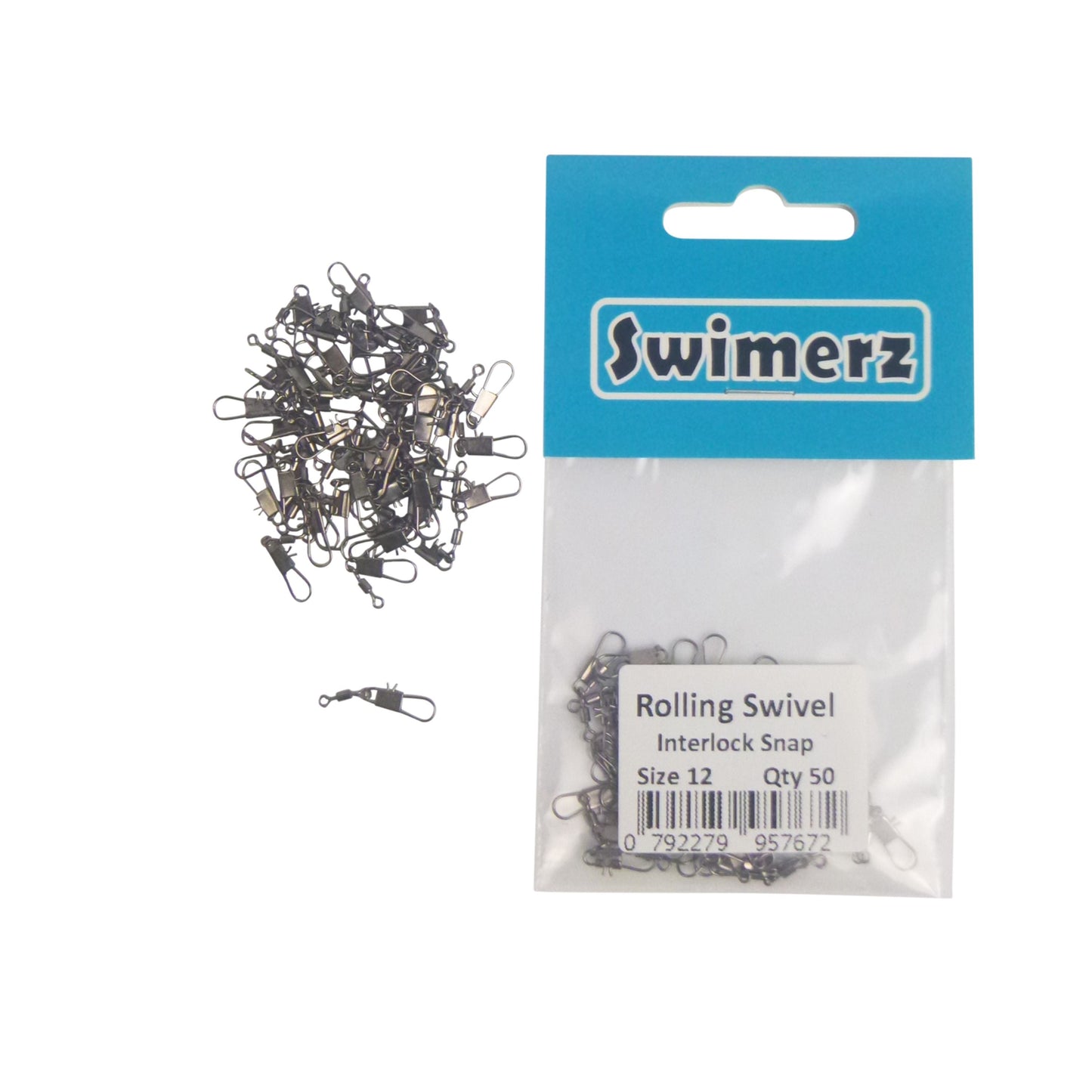 Swimerz Rolling Swivel w Interlock Snap, Size 12, 50 pack V658-93MC000490711