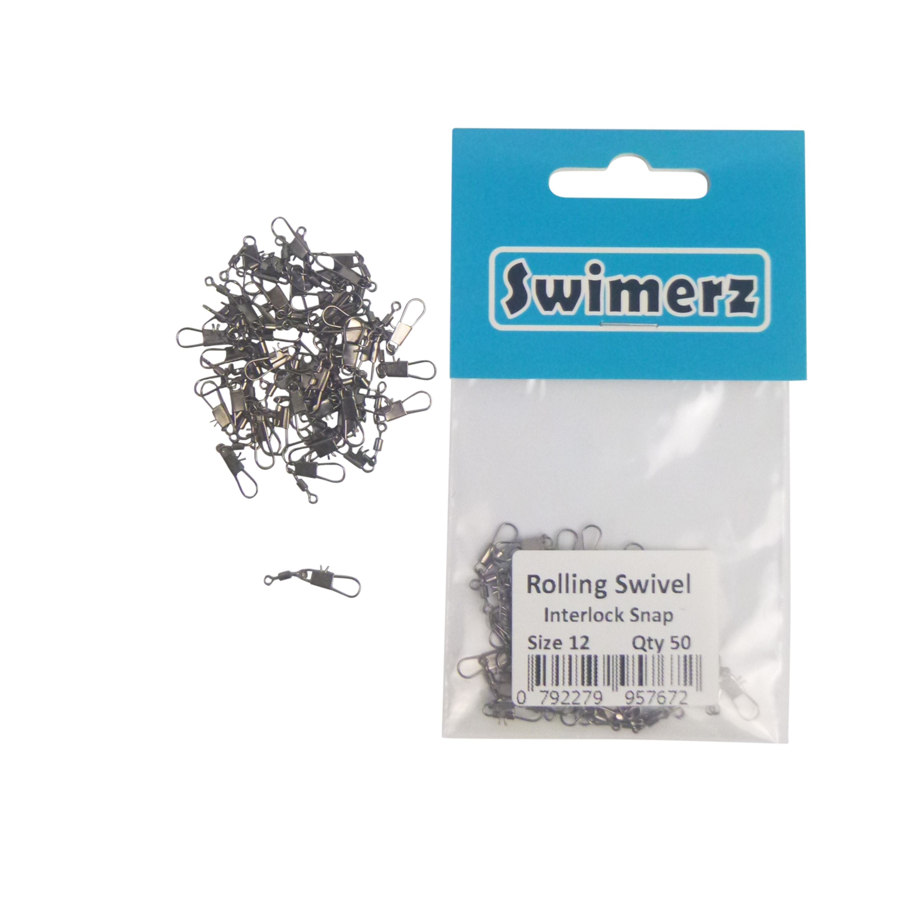 Swimerz Rolling Swivel w Interlock Snap, Size 12, 50 pack V658-93MC000490711
