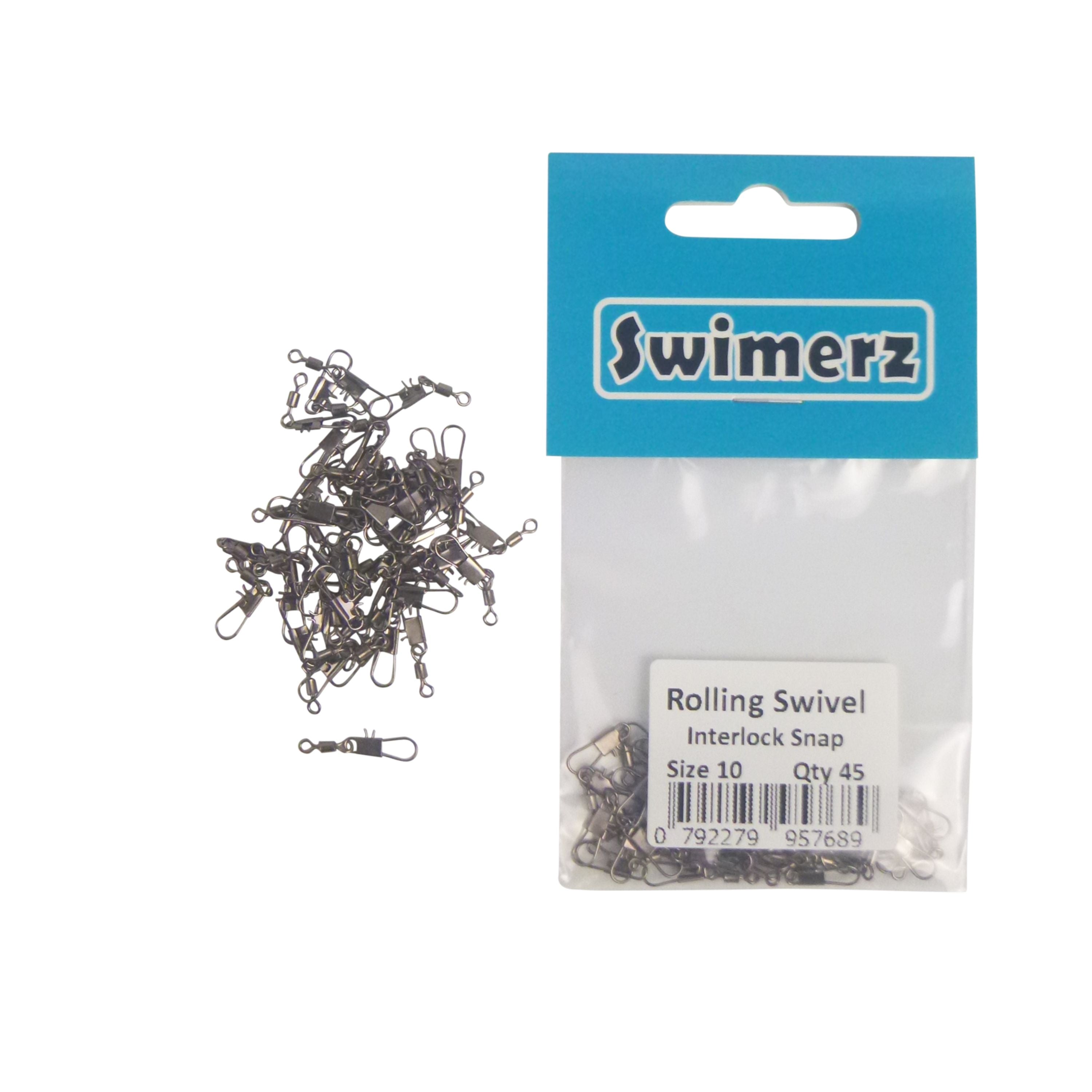 Swimerz Rolling Swivel w Interlock Snap, Size 10, 45 pack V658-93MC000490712