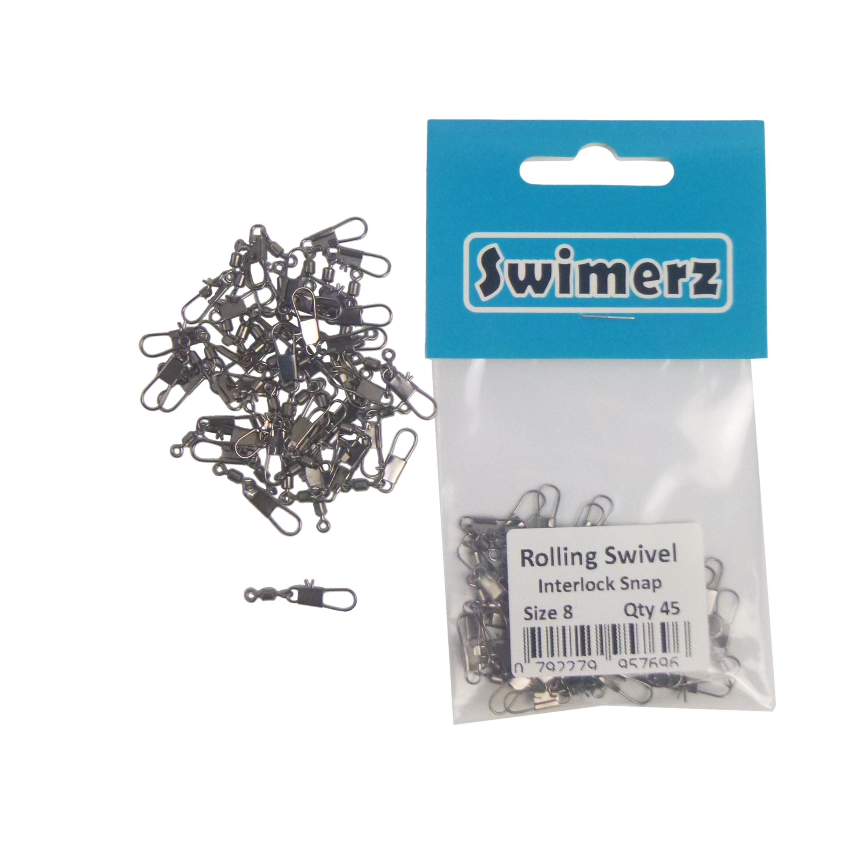 Swimerz Rolling Swivel w Interlock Snap, Size 8, 45 pack V658-93MC000490713