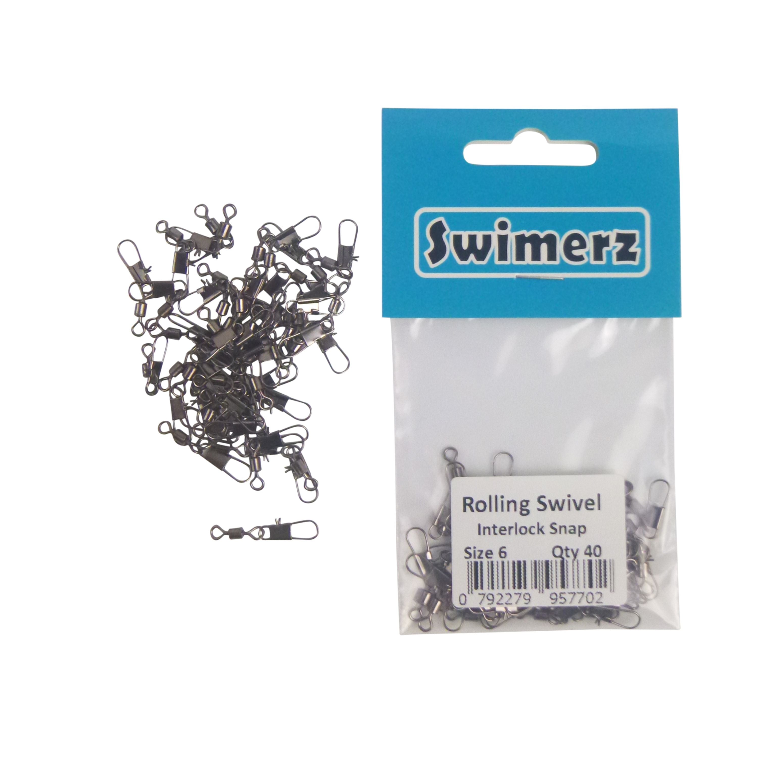 Swimerz Rolling Swivel w Interlock Snap, Size 6, 40 pack V658-93MC000490714
