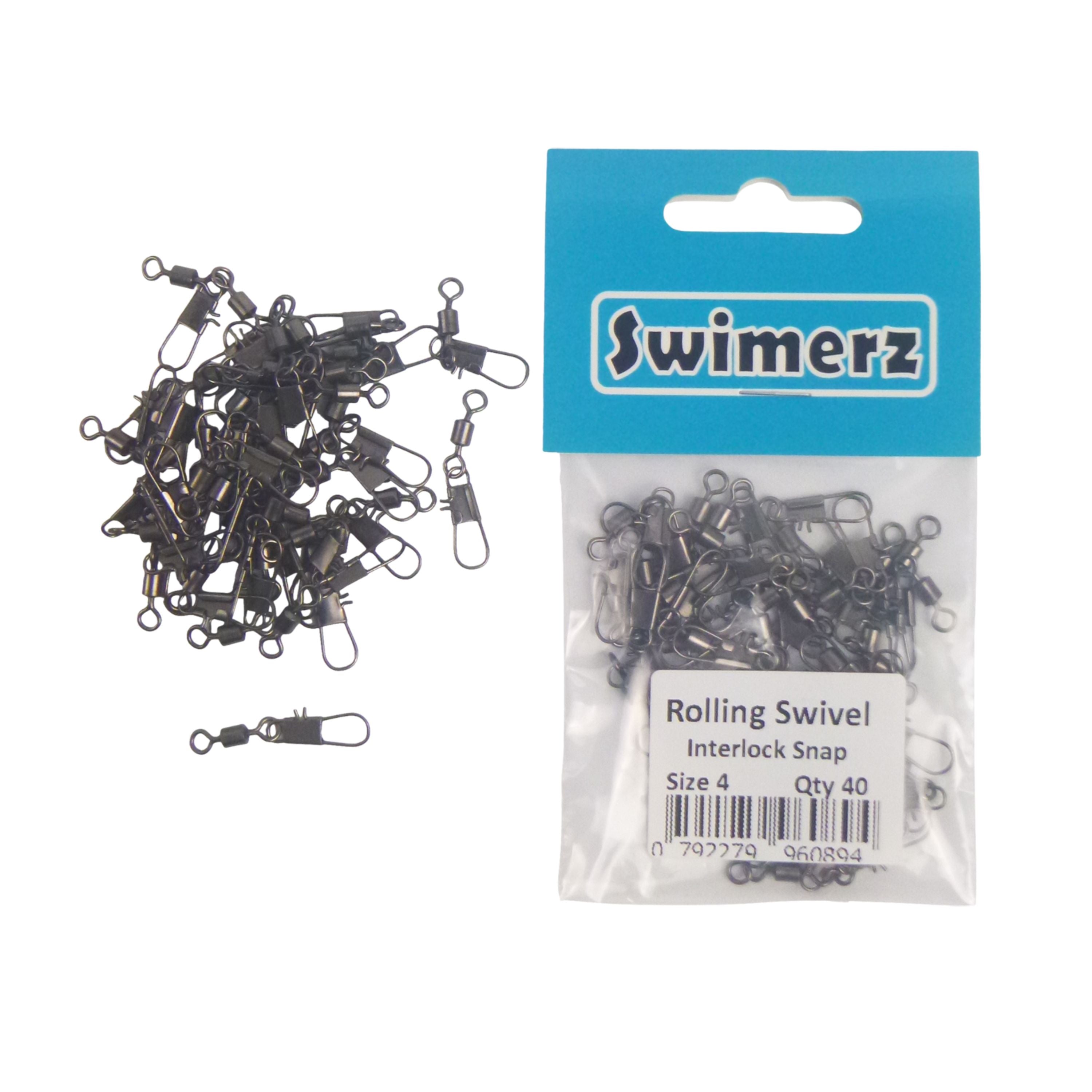 Swimerz Rolling Swivel w Interlock Snap, Size 4, 40 pack V658-93MC000492200
