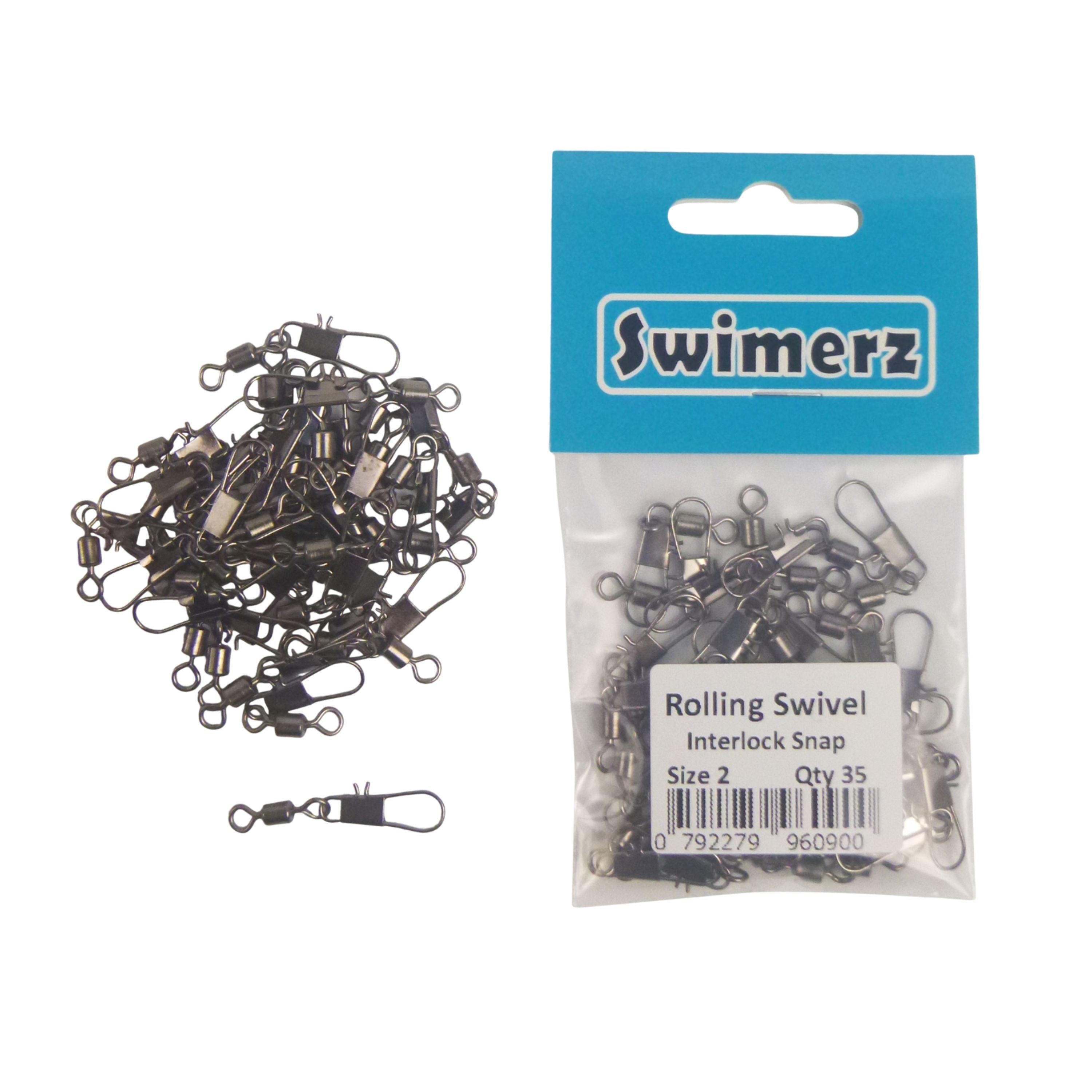 Swimerz Rolling Swivel w Interlock Snap, Size 2, 35 pack V658-93MC000492201