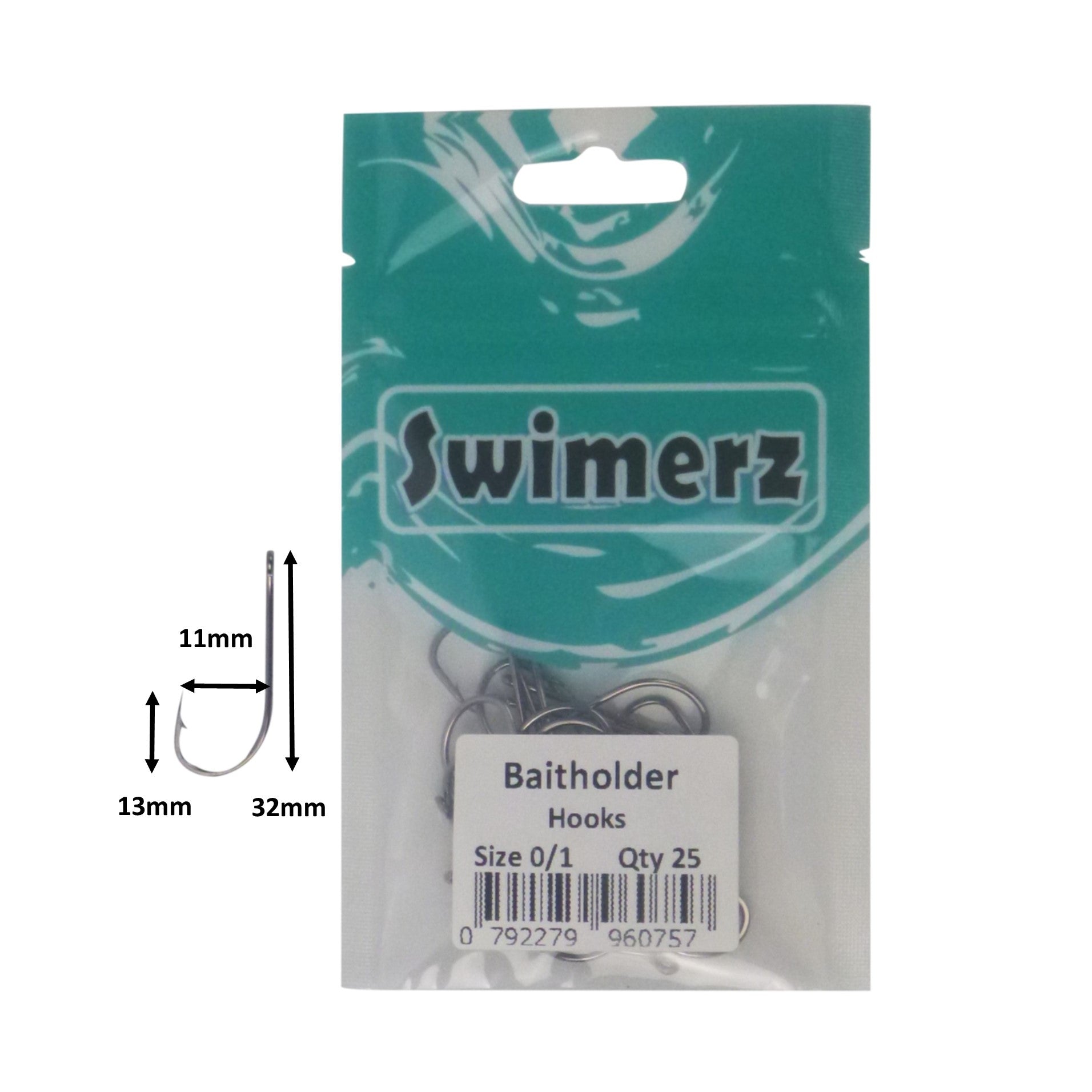 Swimerz 0/1 Baitholder Hook, Qty 25 V658-93MC000496103