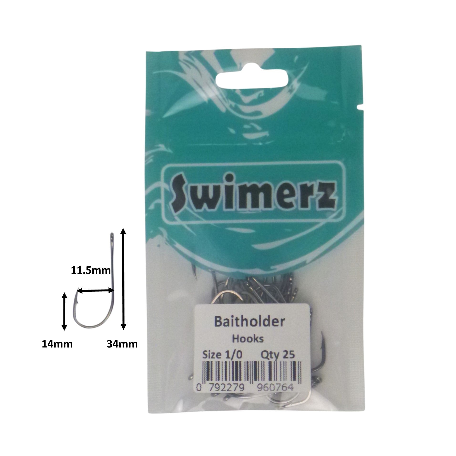 Swimerz 1/0 Baitholder Hook, Qty 25 V658-93MC000496104
