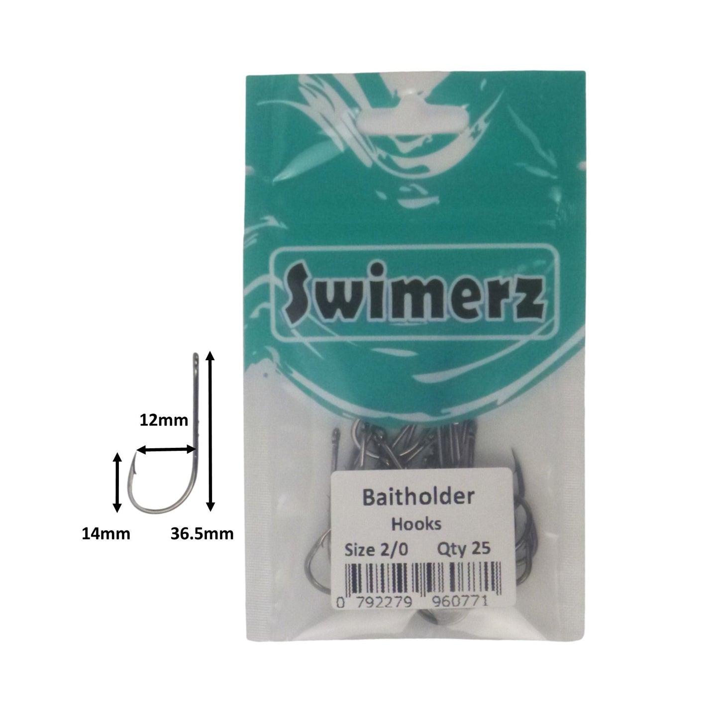 Swimerz 2/0 Baitholder Hook, Qty 25 V658-93MC000496105