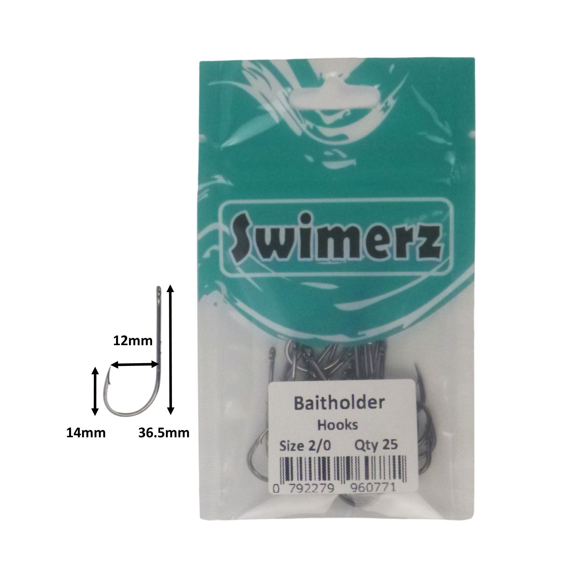 Swimerz 2/0 Baitholder Hook, Qty 25 V658-93MC000496105