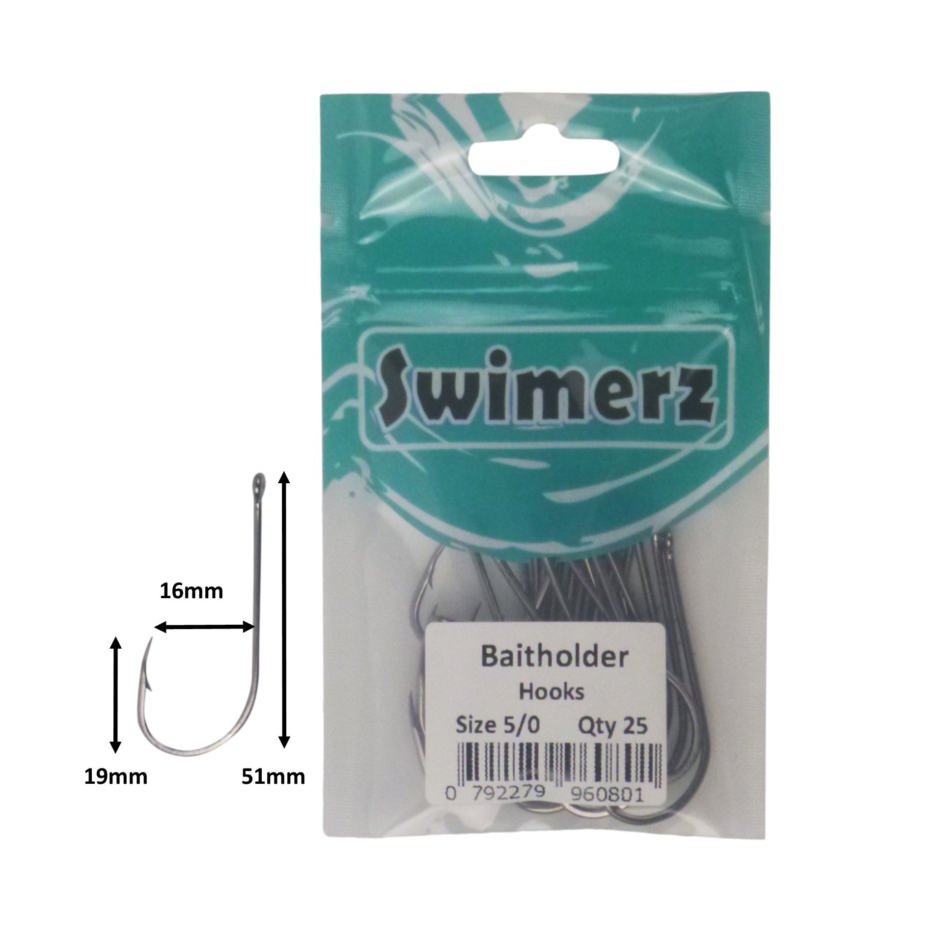 Swimerz 5/0 Baitholder Hook, Qty 25 V658-93MC000496108