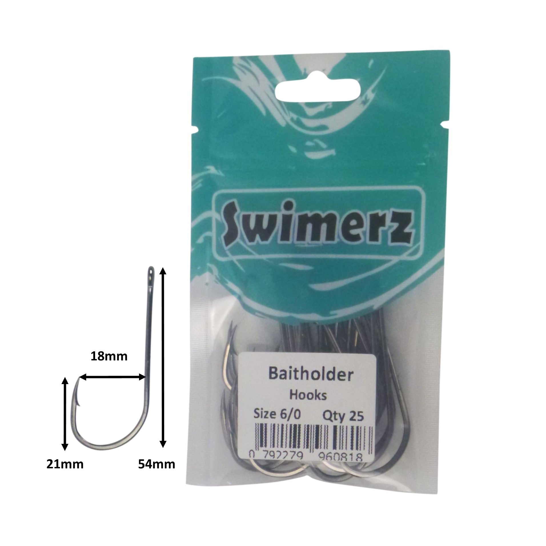 Swimerz 6/0 Baitholder Hook, Qty 25 V658-93MC000496109