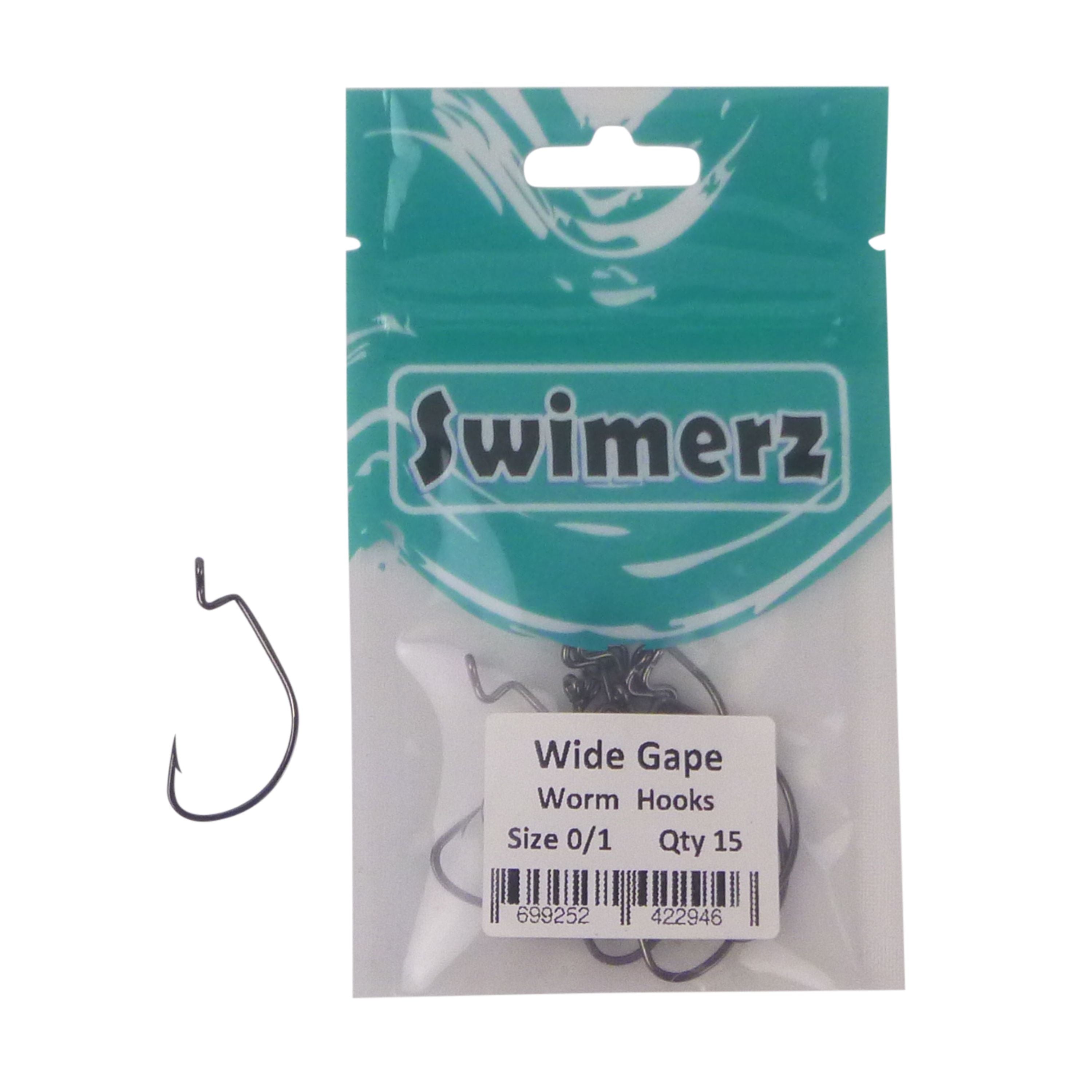 Swimerz 0/1 Wide Gape Worm Hook 15 Pack V658-93MC000520001