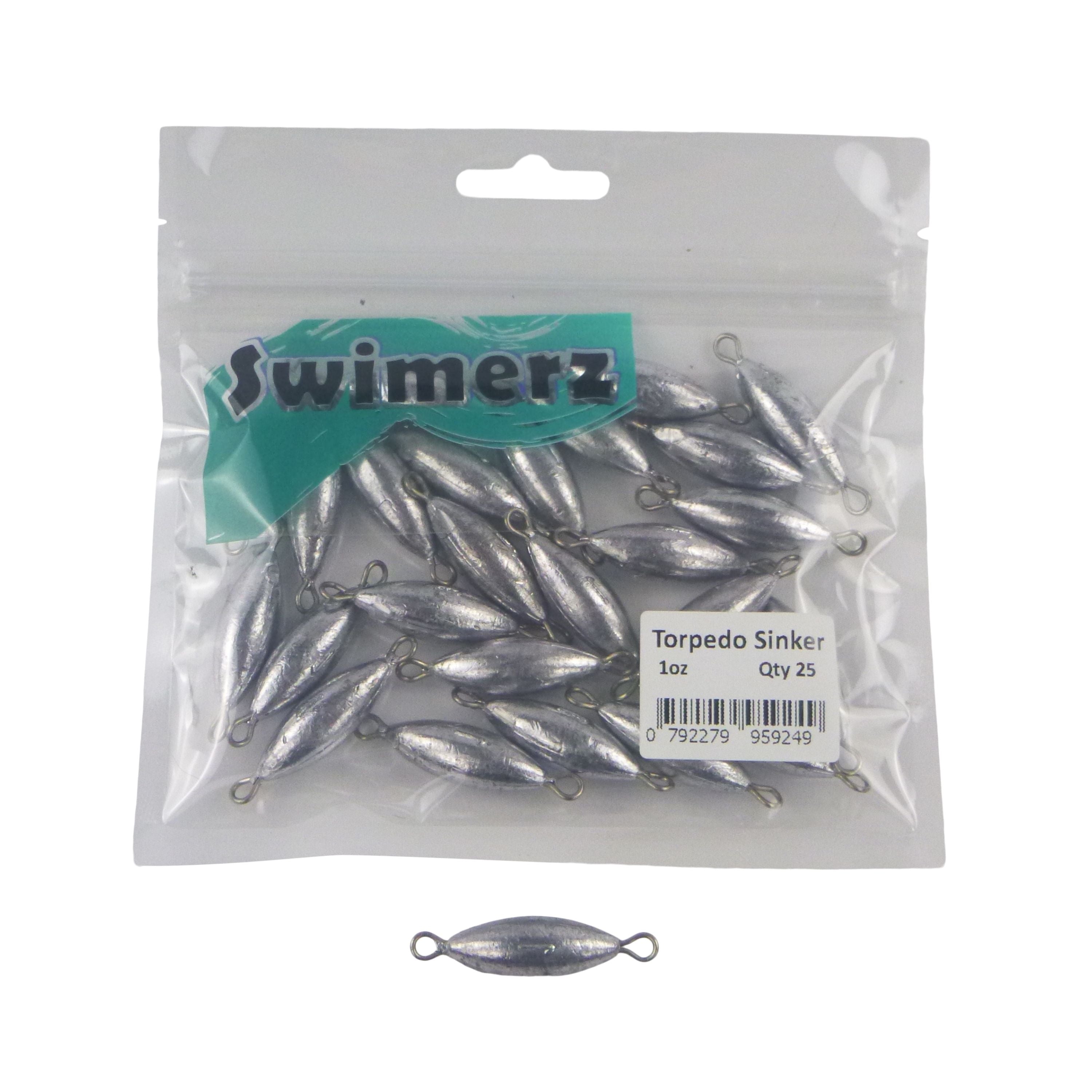 Swimerz 1oz Torpedo Trolling Sinker, Lead 25 Pack V658-93MC000642001