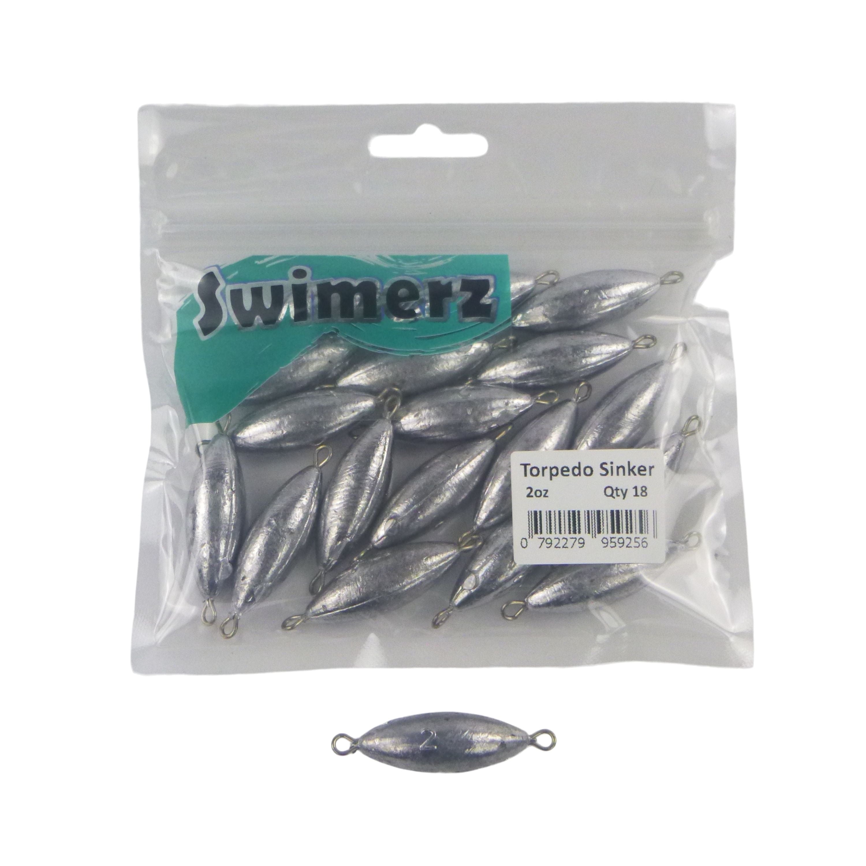 Swimerz 2oz Torpedo Trolling Sinker, Lead 18 Pack V658-93MC000642002