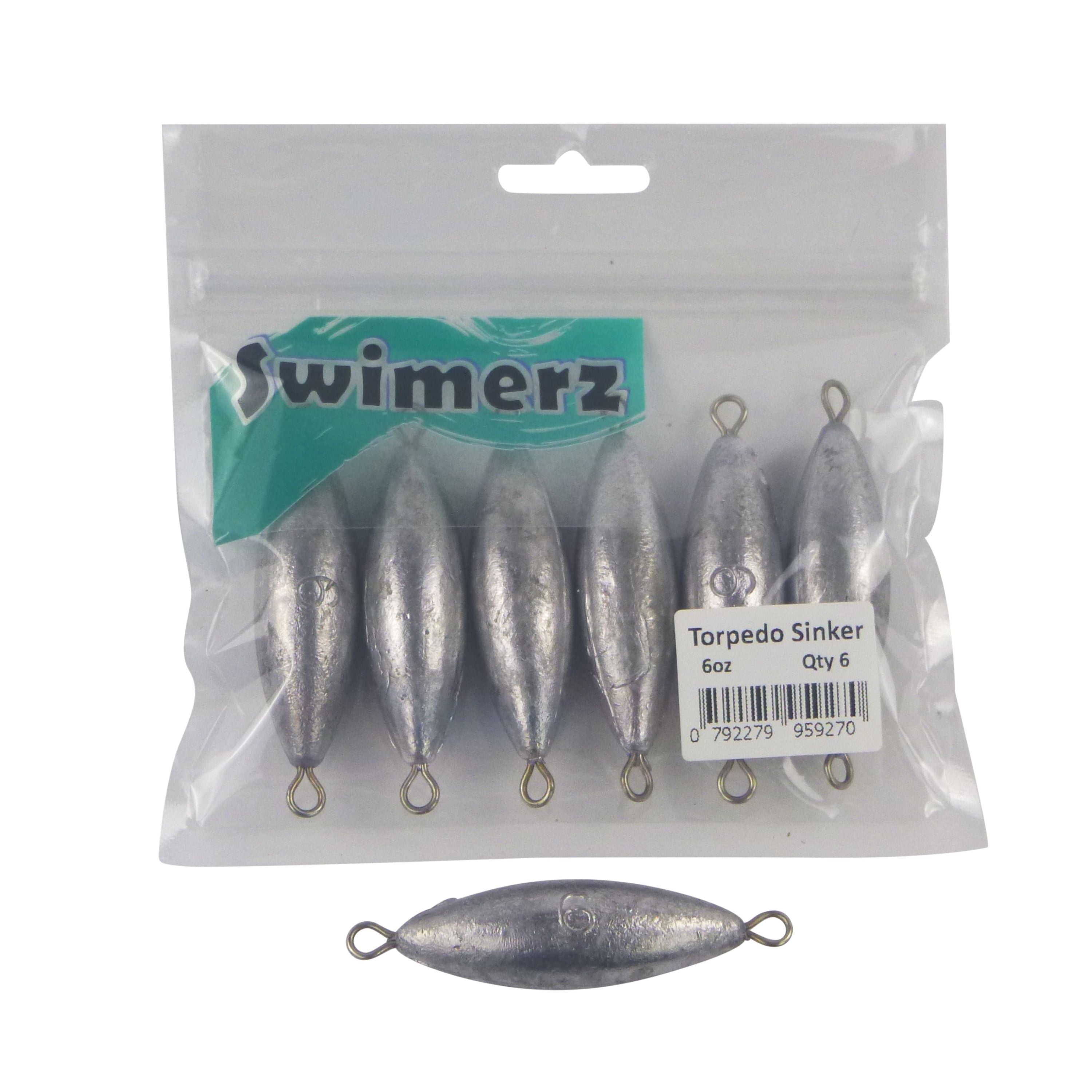 Swimerz 6oz Torpedo Trolling Sinker, Lead 6 Pack V658-93MC000642006