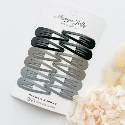 Essential Snap Hair clips - Black - 12 Pieces V659-BASIC-BLACK-12P