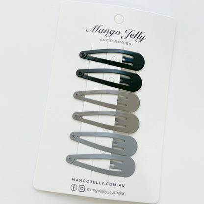 Essential Snap Hair clips - Black - 6 Pieces V659-BASIC-BLACK-6P