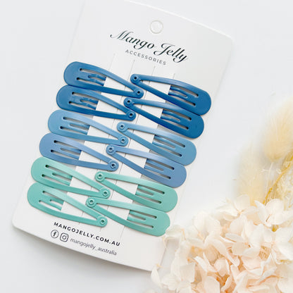 Essential Snap Hair clips - Blue - 6 Pieces V659-BASIC-BLUE-6P