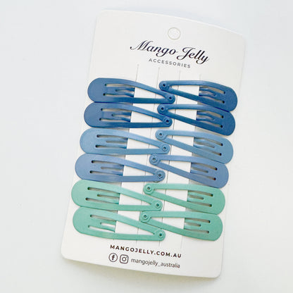 Essential Snap Hair clips - Blue - 6 Pieces V659-BASIC-BLUE-6P