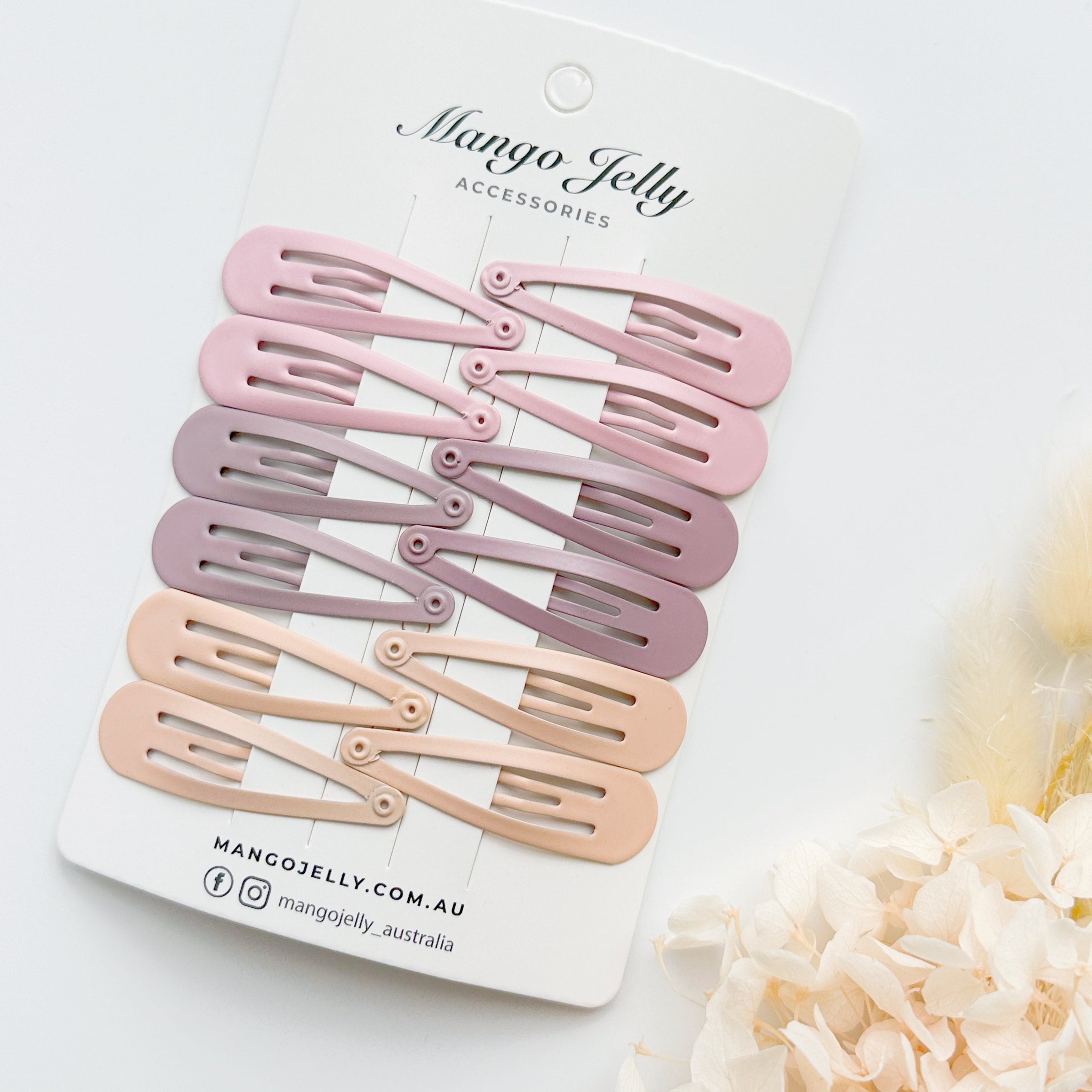 Essential Snap Hair clips - Dusty Pink - 6 Pieces V659-BASIC-DUSPINK-6P