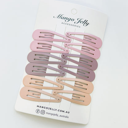 Essential Snap Hair clips - Dusty Pink - 6 Pieces V659-BASIC-DUSPINK-6P