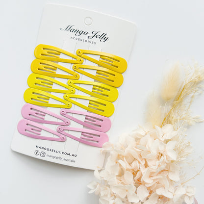 Essential Snap Hair clips - Lemon - 12 Pieces V659-BASIC-LEMON-12P