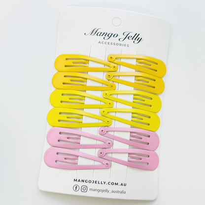 Essential Snap Hair clips - Lemon - 6 Pieces V659-BASIC-LEMON-6P