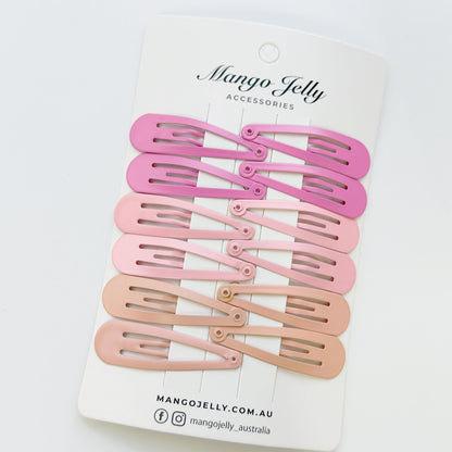 Essential Snap Hair clips - Pink - 6 Pieces V659-BASIC-PINK-6P