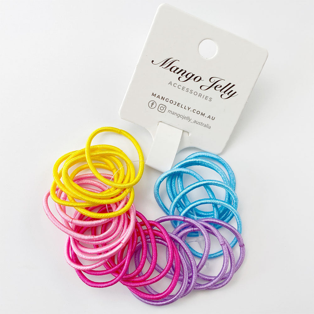 MANGO JELLY Kids Hair Ties (3cm) - Classic Summer Bright -Twin Pack V659-HT-3CM-30P-CLASSIC-BRIGHT-2-M