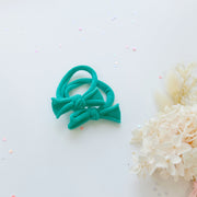 Handmade Simple Bow metal free hair ties -POP - 1 Pairs - Mint