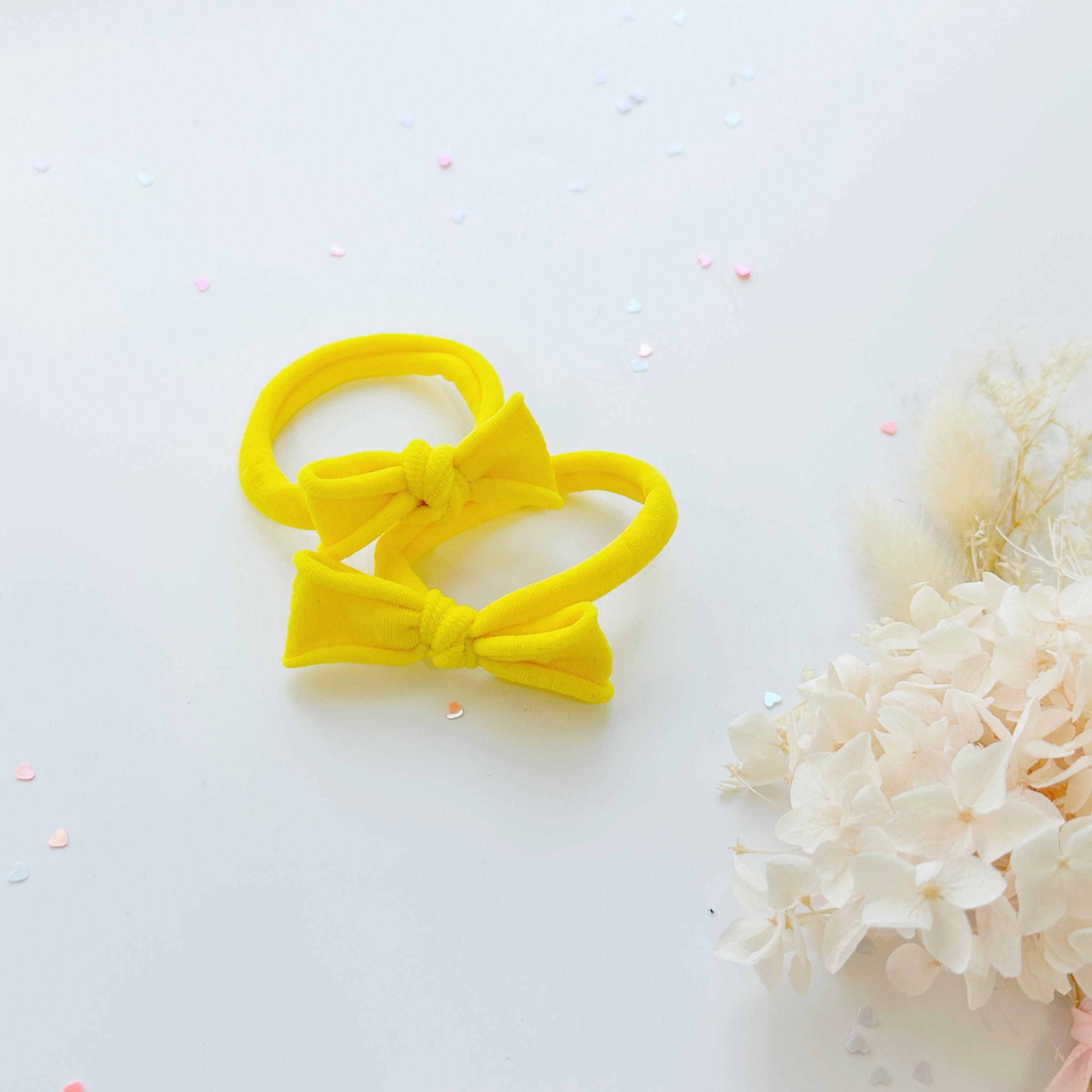 Handmade Simple Bow metal free hair ties -POP - 1 Pairs - Mint