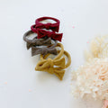 Handmade Simple Bow metal free hair ties -Mustard - 1 Pairs - Mustard V659-HT-METALFREE-BOW-1P-MUSTARD