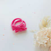 Handmade Simple Bow metal free hair ties - Candy - 1 Pairs - Pastel Pink