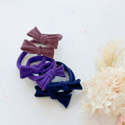 Handmade Simple Bow metal free hair ties - Violet - 1 Pairs - Royal Blue V659-HT-METALFREE-BOW-1P-ROYAL BLUE