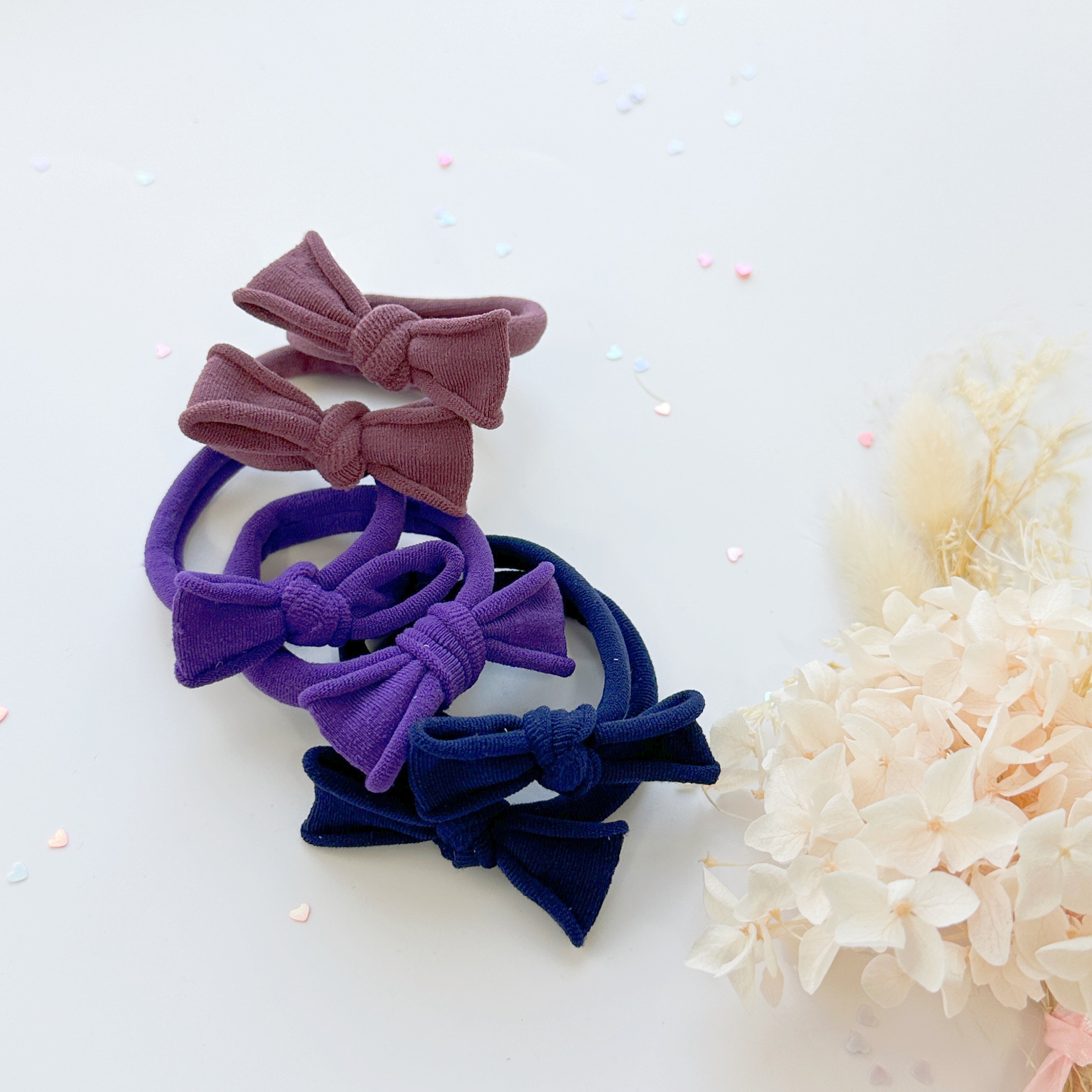 Handmade Simple Bow metal free hair ties - Violet - 1 Pairs - Royal Blue V659-HT-METALFREE-BOW-1P-ROYAL BLUE