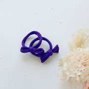 Handmade Simple Bow metal free hair ties - Violet - 1 Pairs - Royal Blue V659-HT-METALFREE-BOW-1P-ROYAL BLUE