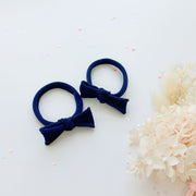 Handmade Simple Bow metal free hair ties - Violet - 1 Pairs - Violet V659-HT-METALFREE-BOW-1P-VIOLET