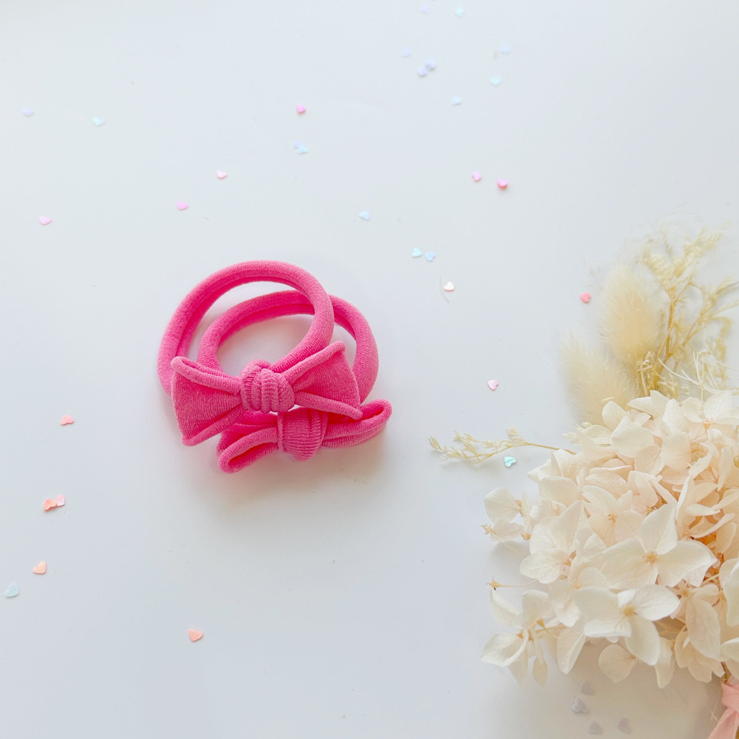 Handmade Simple Bow metal free hair ties - Candy - 3 Pairs Pastel colour V659-HT-METALFREE-BOW-3P-CANDY