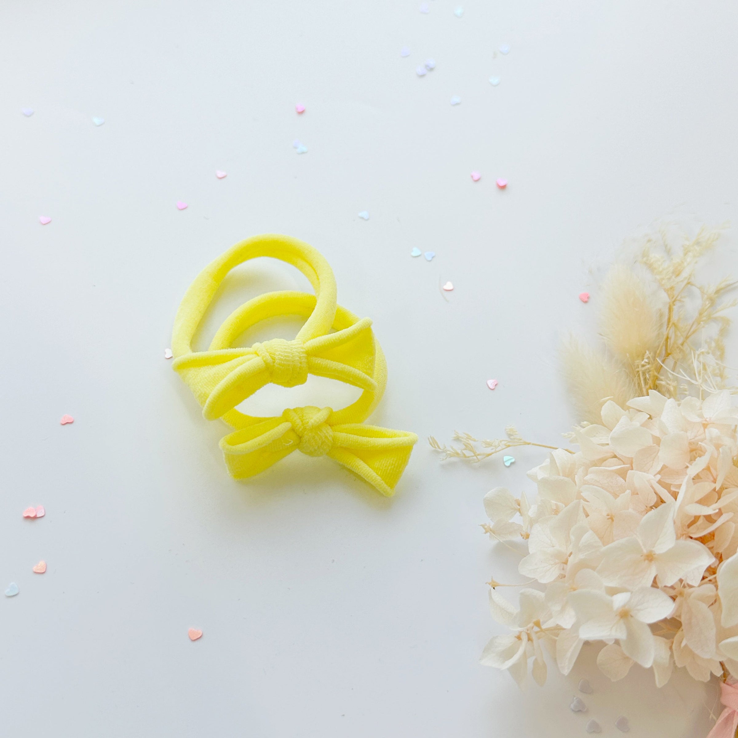 Handmade Simple Bow metal free hair ties - Candy - 3 Pairs Pastel colour V659-HT-METALFREE-BOW-3P-CANDY