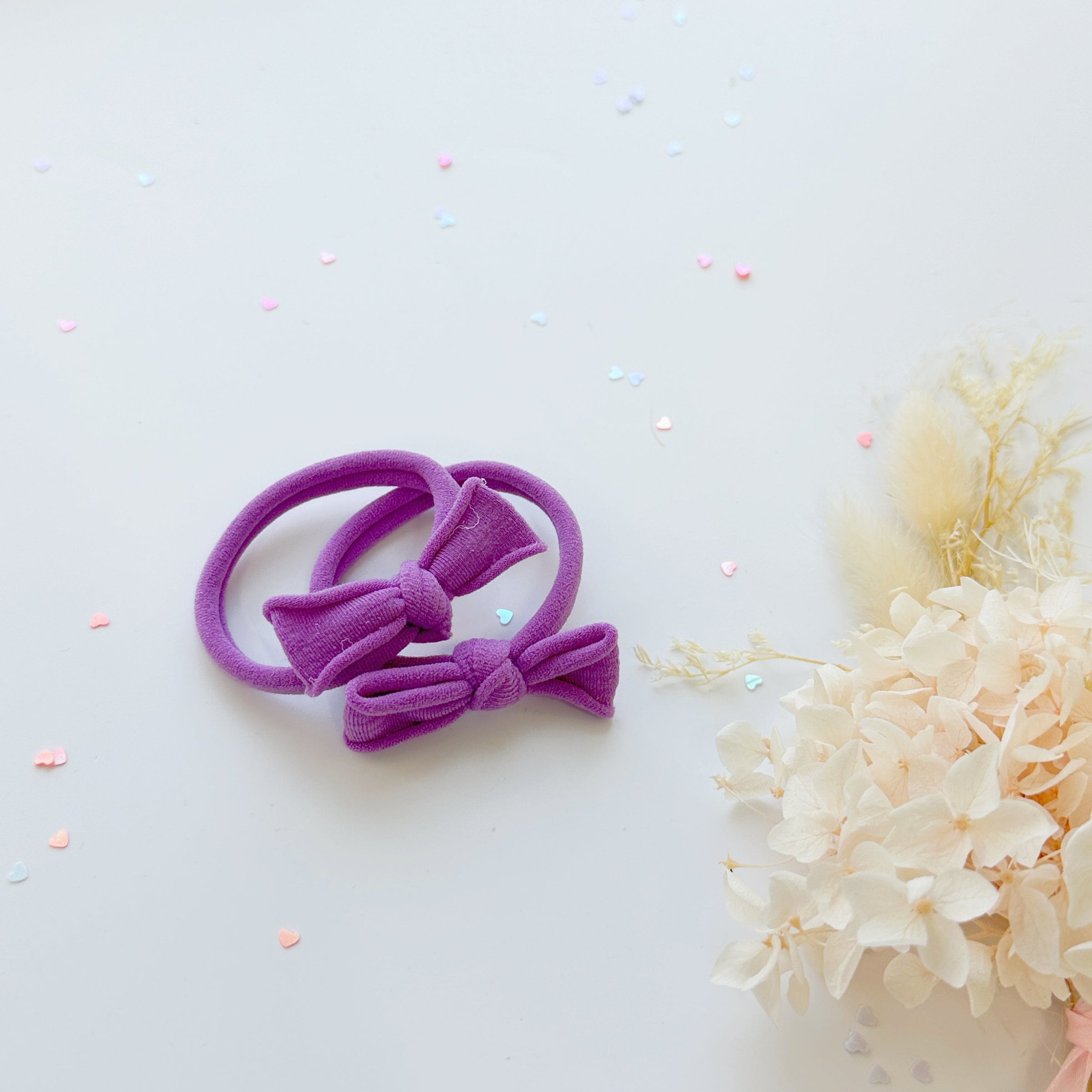 Handmade Simple Bow metal free hair ties - Candy - 3 Pairs Pastel colour V659-HT-METALFREE-BOW-3P-CANDY