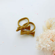 Handmade Simple Bow metal free hair ties -Mustard - 3 Pairs Mustard colour V659-HT-METALFREE-BOW-3P-MUSTARDMIX